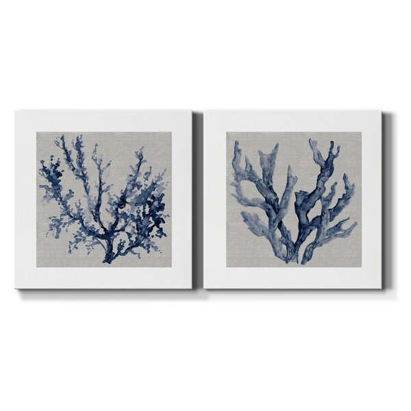 Linen Sea Coral III On Canvas 2 Pieces Print 